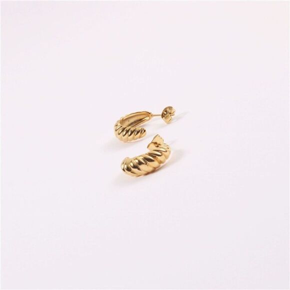 Gold Plated Stainless Steel Croissant Earrings - Picture 6 of 6